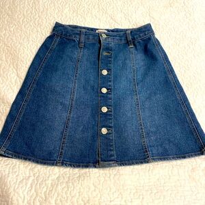 Button front denim skirt